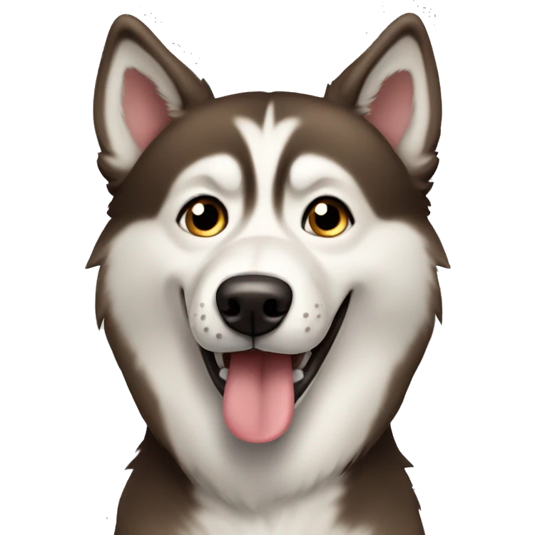 Dark-light brown husky dog with tongue out  emoji