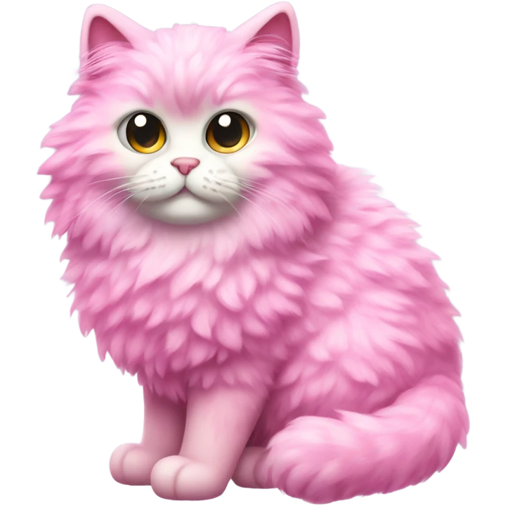 Pink full body fluffy cat with glitter emoji