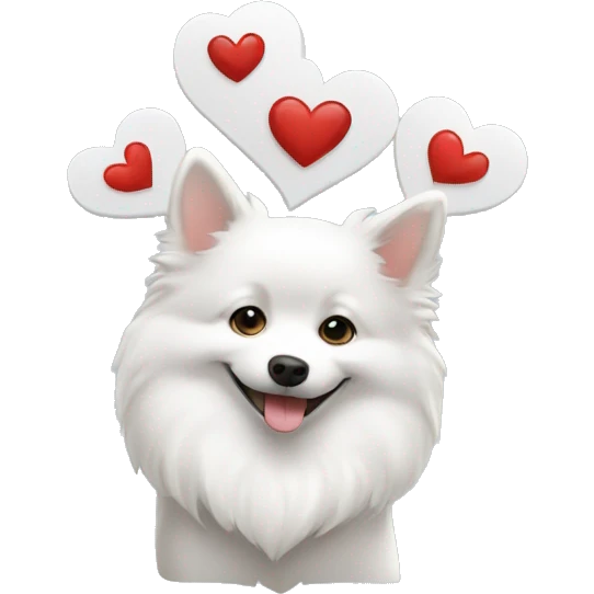 white spitz making a heart with his paws emoji