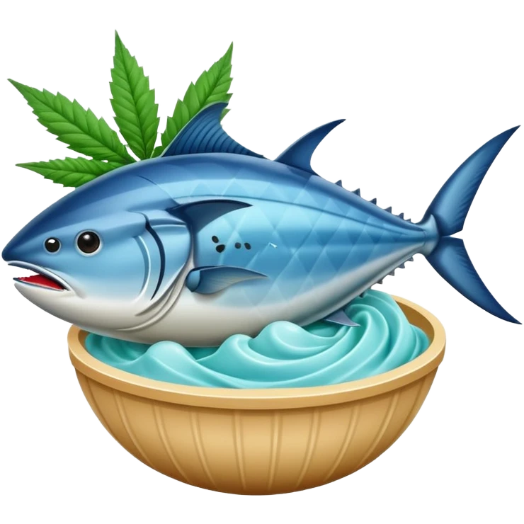 bluefin tuna in a gelato with cannabis leaf emoji