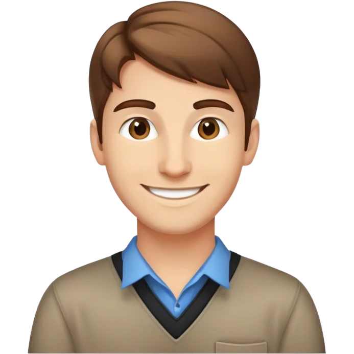 cool caucasian programmer with smile and brown hair emoji