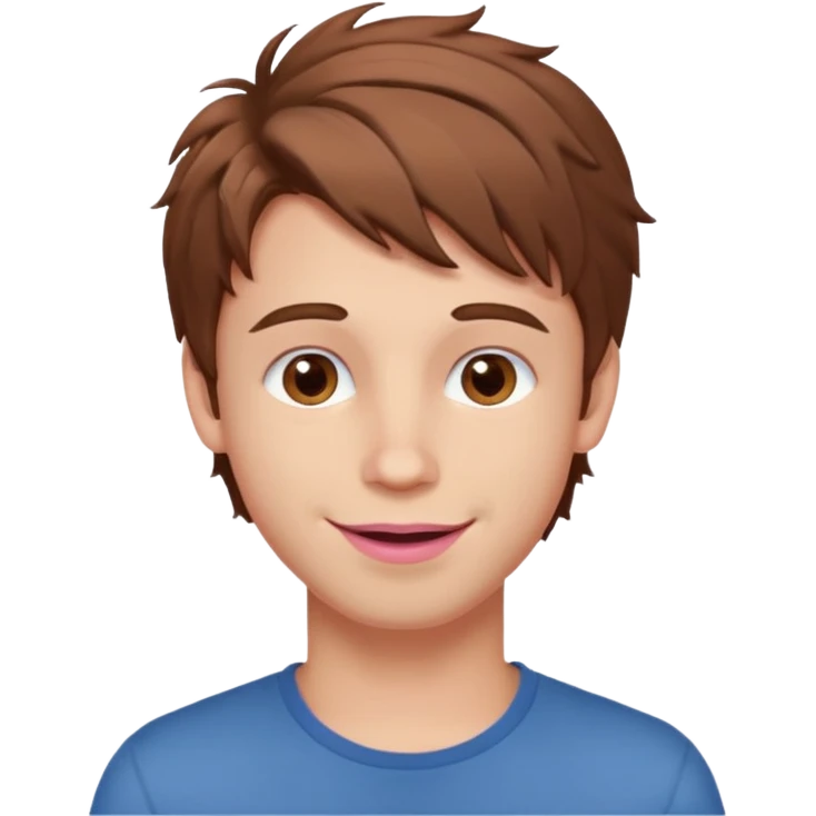 Handsome white boy with big brown eyes thin pink lips and brown messy hair emoji