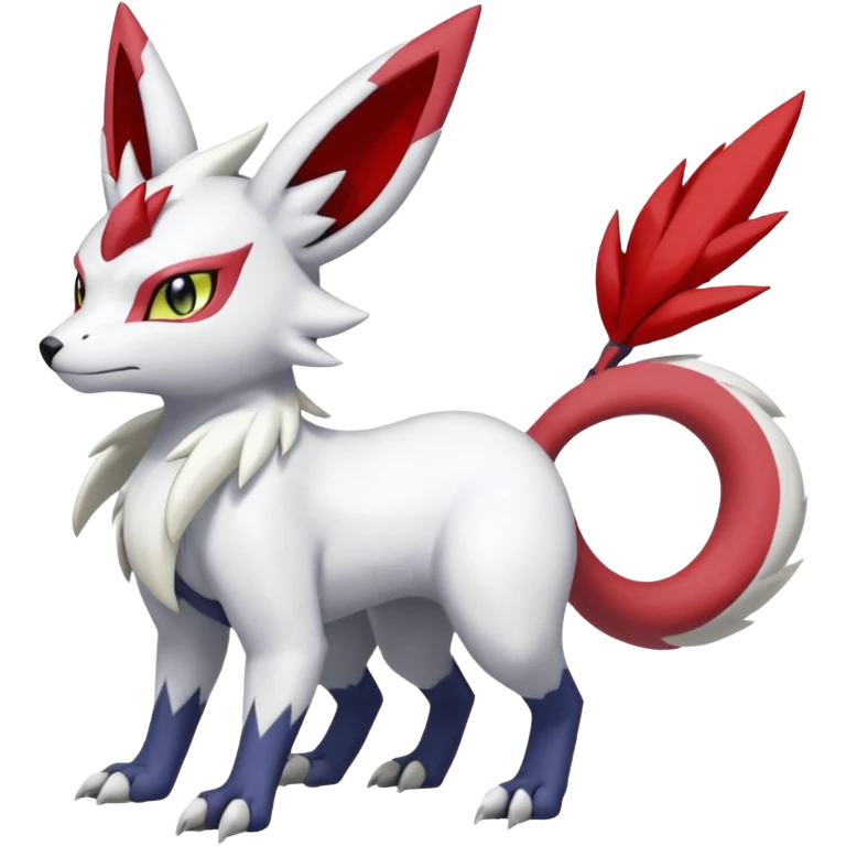 Garurumon-Zangoose-Meloetta-Renamon-Absol-fusion-hybrid-creature (full body) emoji