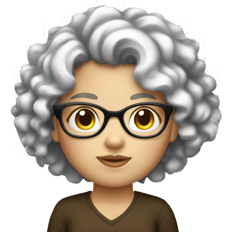 White chubby girl curly hair glasess emoji