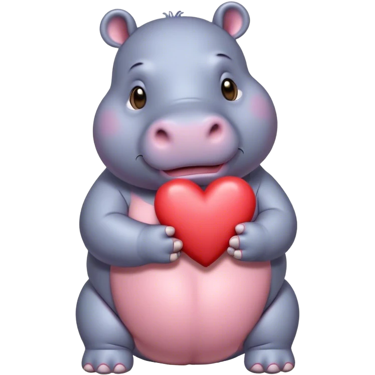 cute hippo holding heart emoji