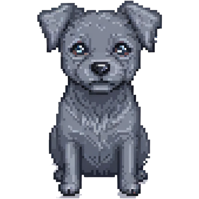 dark grey dog pixel art emoji emoji