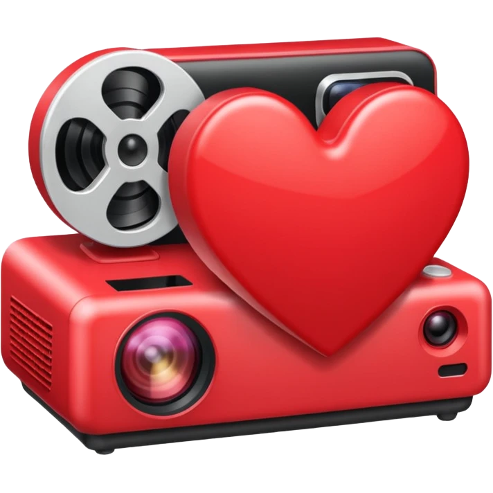 Projector reflecting red hearts  emoji