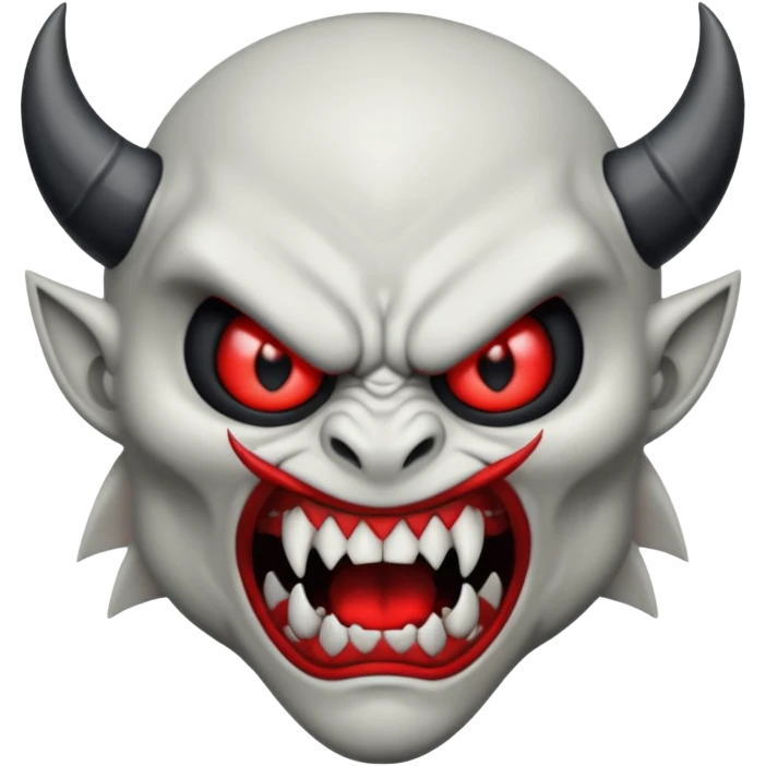 Balck and white angry deamon with sharp teeths emoji