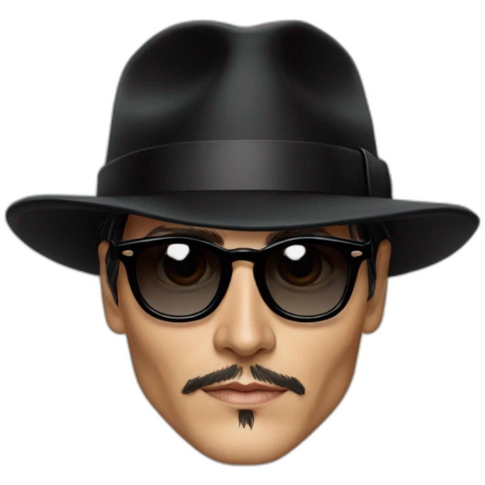 johnny-depp-in-black-hat-and-dark-glasses emoji