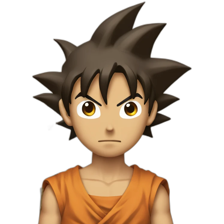 goku with a stick made of brown paper on his mouth emoji