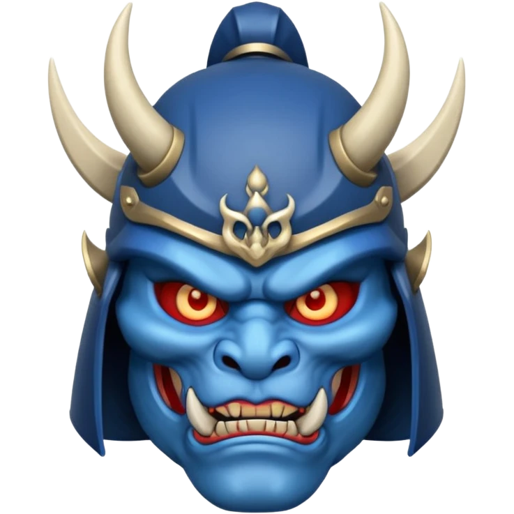 blue oni with samurai helmet face emoji