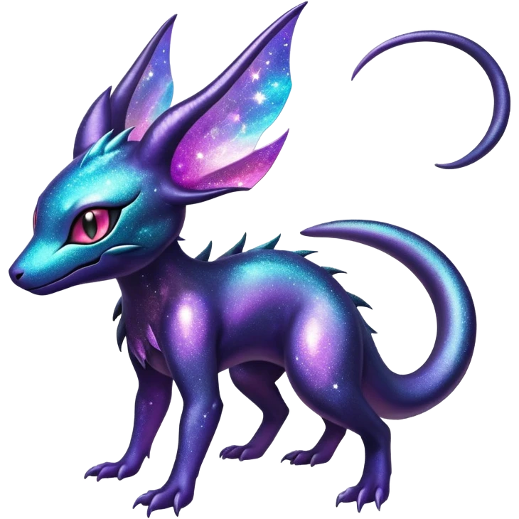 Shiny Ethereal Celestial Nebulae Salandit-Noivern-Espeon-Hybrid (Full body) emoji