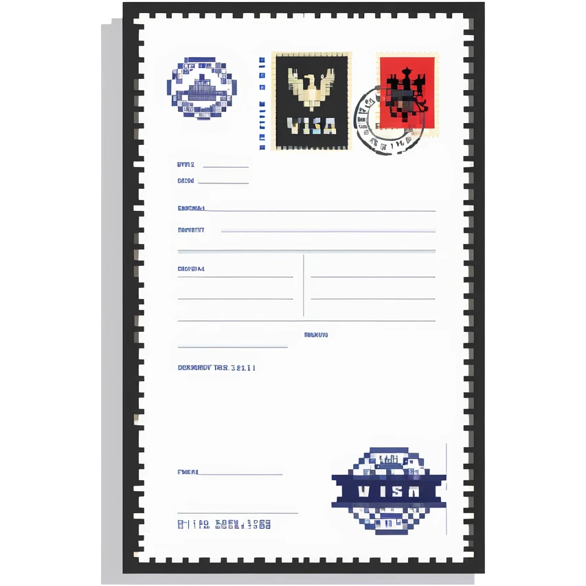 Visa document with official stamp emoji