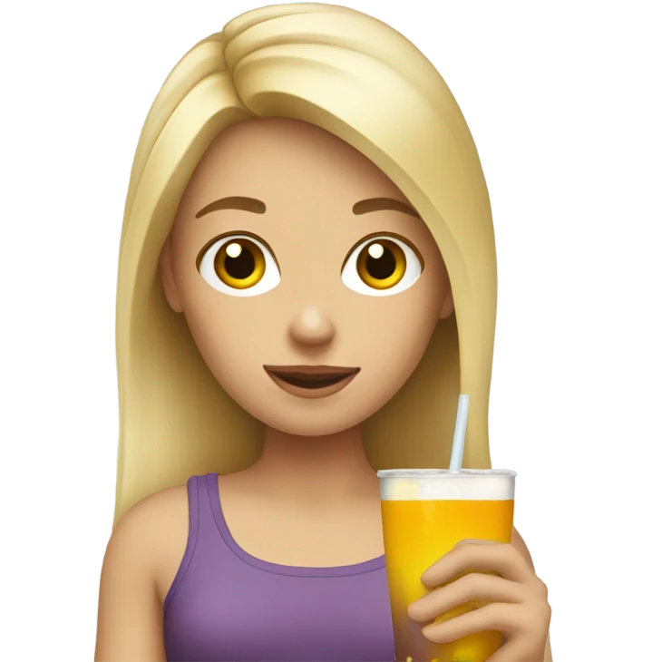 Blond girl with drink emoji