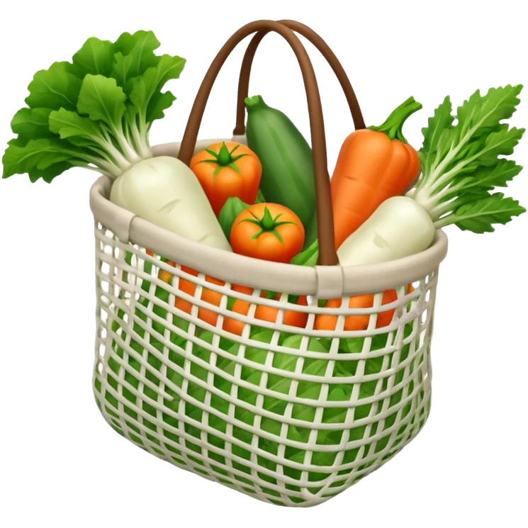 Net back with white nets that is used for shopping and putting vegetables in it emoji