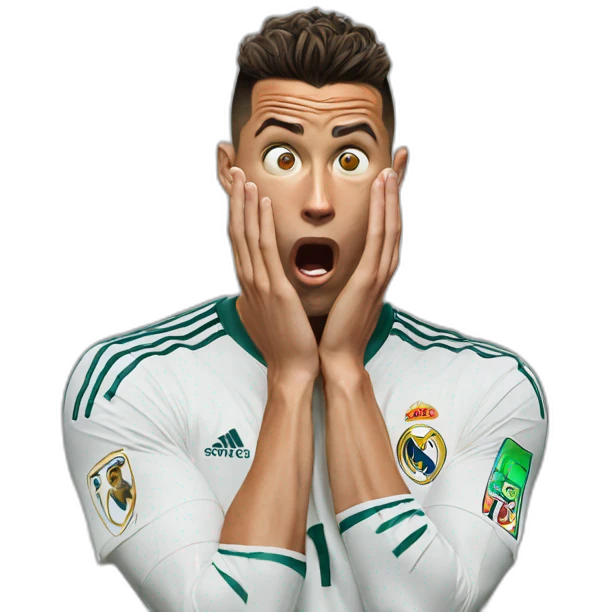 Ronaldo shocked with is two hand on his face emoji