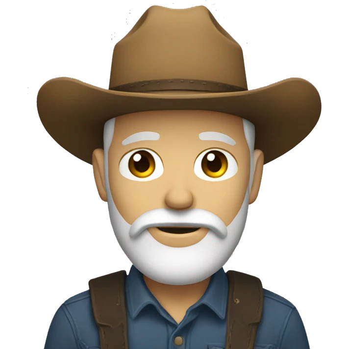 A white man using a cowboy hat and a beard emoji