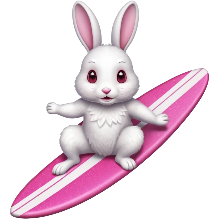 Surfing red glitter rabbit Happy  emoji