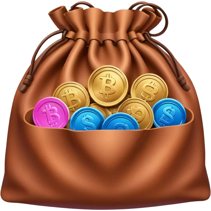 Coins inside brown leather bag, make bag always brown  color

Coins inside gradient color - Blue to pink emoji