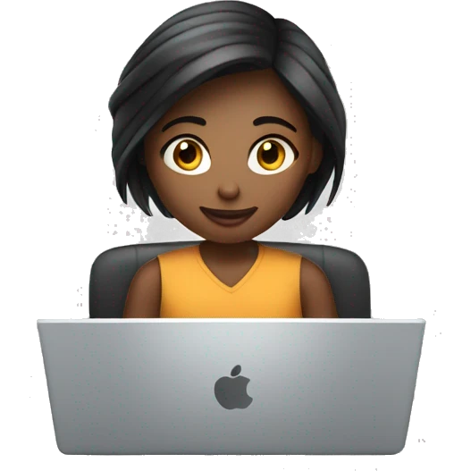girl working in the computer with instagram logo  emoji