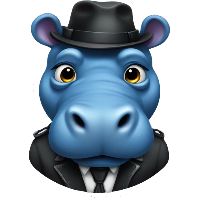 Blue gangster hippo emoji
