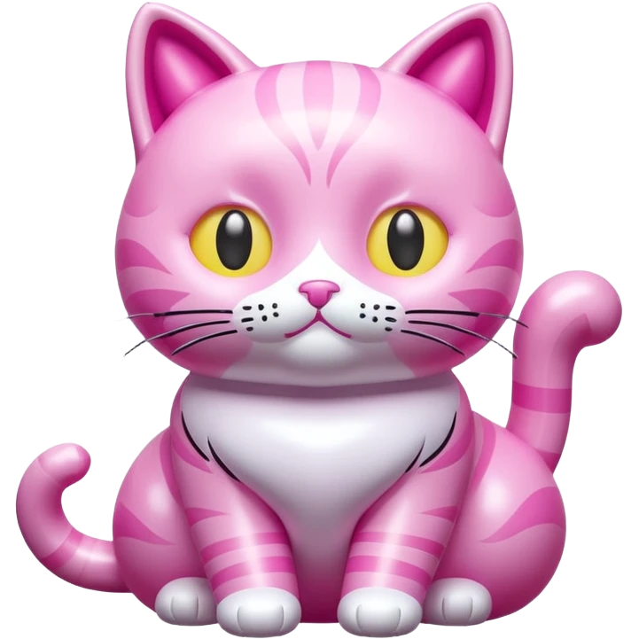 rococo kawaii style inflatable pink puffy cat sculpture  emoji