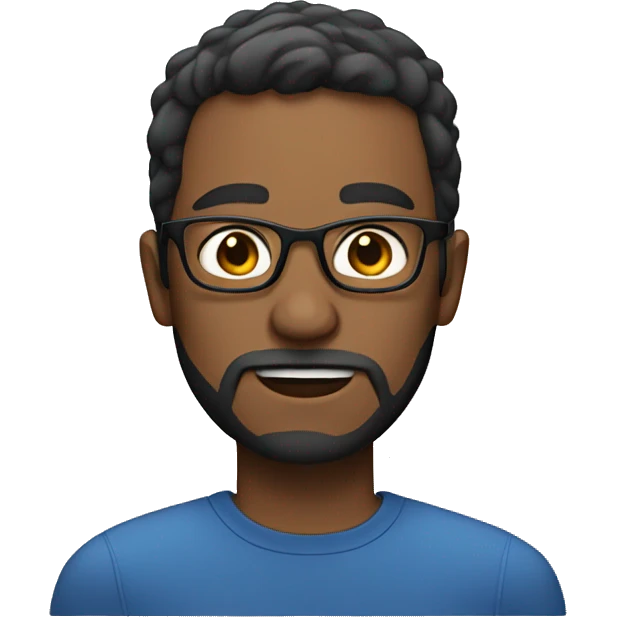 snagged man with short beard, blue eyes  and glasses emoji