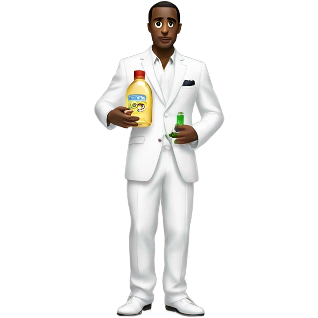 diddy in white suit holding baby oil emoji