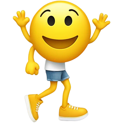 Smiley face with legs going shopping ￼ emoji