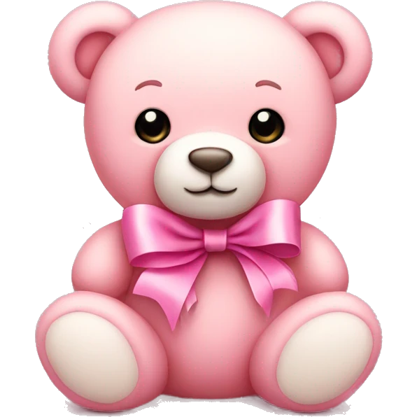 Soft pink teddy bear with pink ribbon emoji