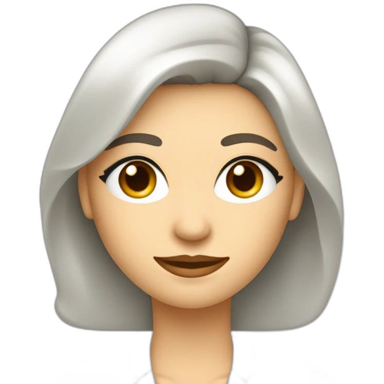 Femme coupe carré blanche yeux noisette visage mi rond mi triangulaire air attendrissant emoji