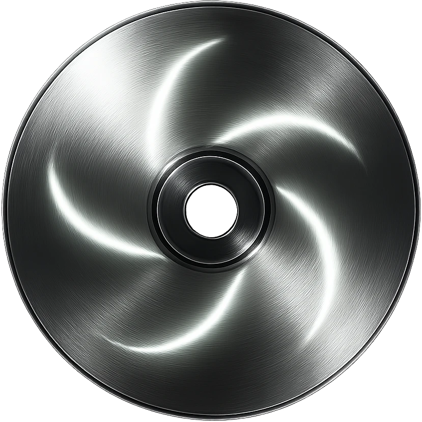 A minimalist CD disc with abstract pattern, glowing effect, green color emoji