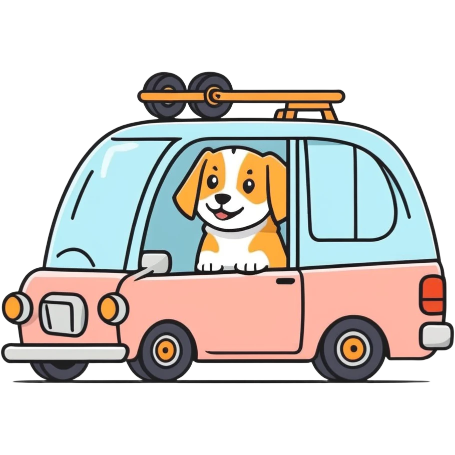 Car with dog wheels emoji