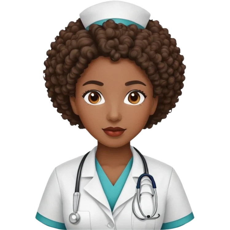 Mulher negra enfermeira de cabelo crespo 4c emoji