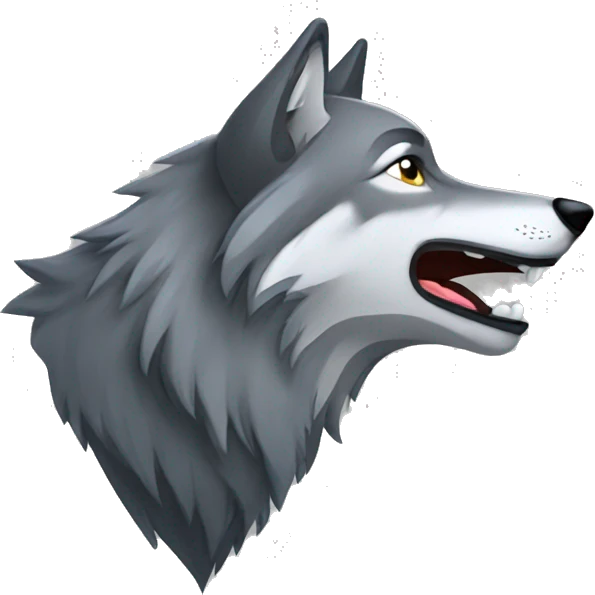 a grey wolf howling  emoji