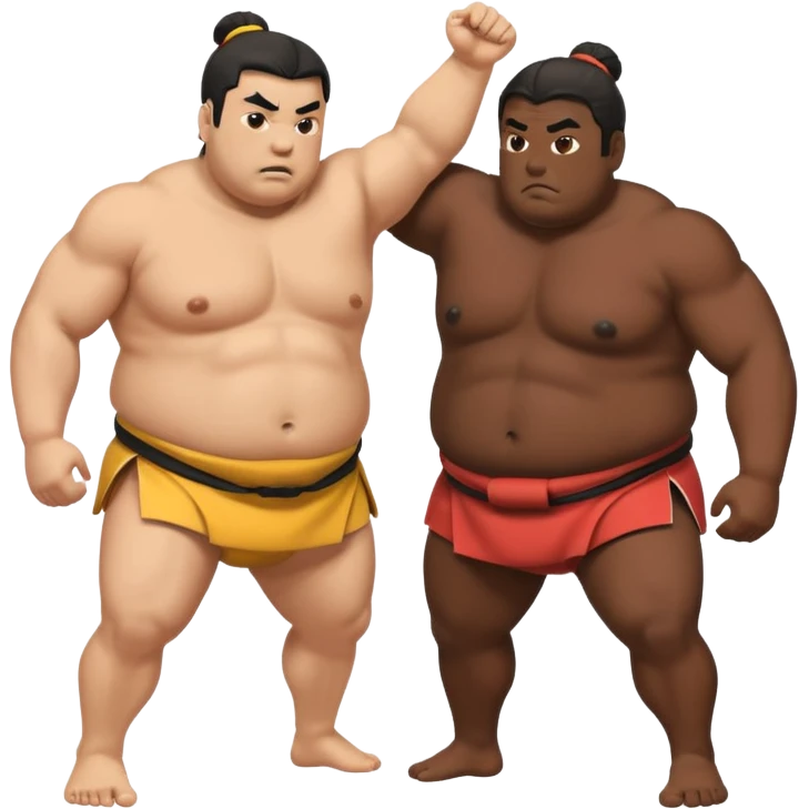 two sumo wrestlers fighting, simple expressive emoji style, no text emoji