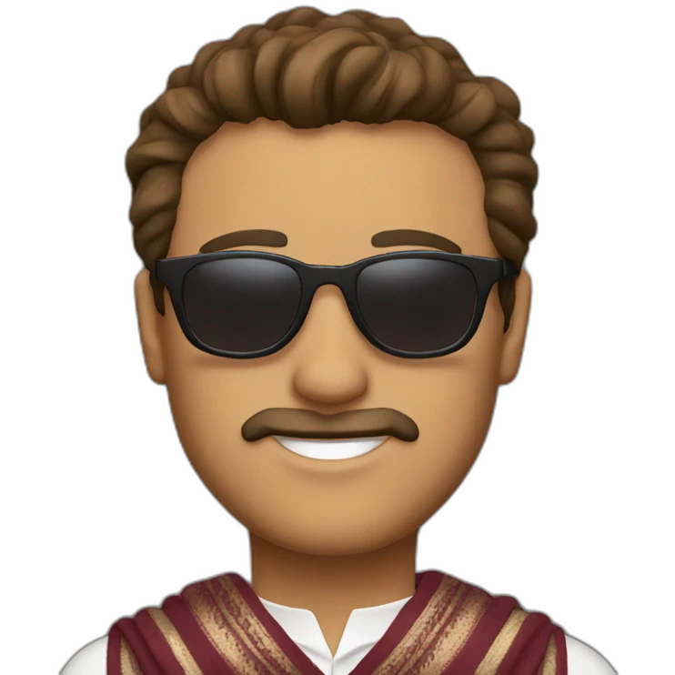 Fancy Italian man with sunglasses, brown hair, and a shawl emoji
