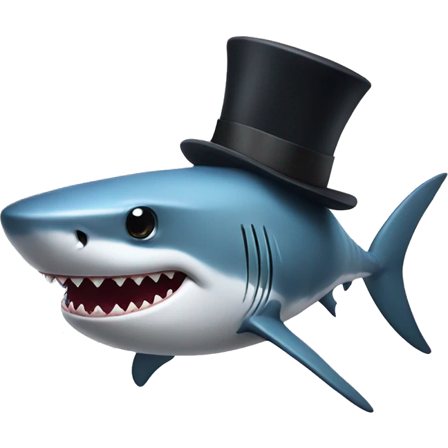 Shark with a top hat emoji