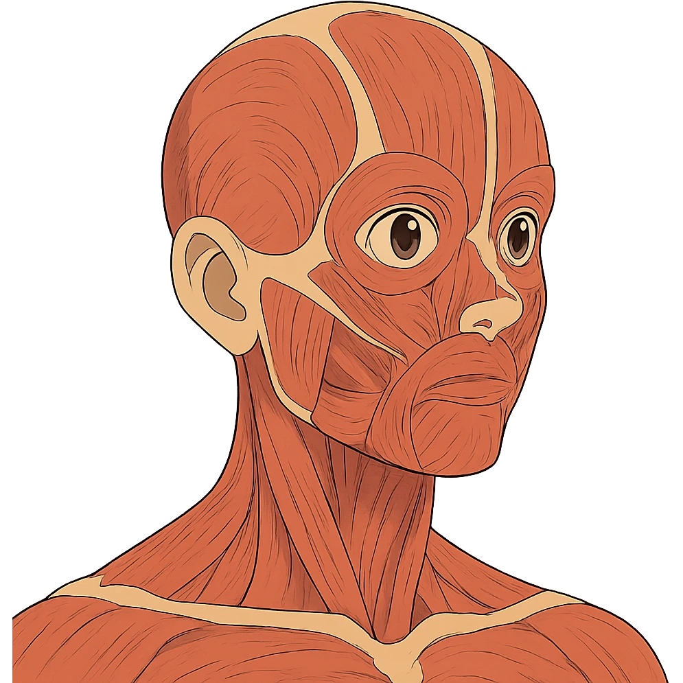 ghibli style face with skin removed, showing muscles emoji