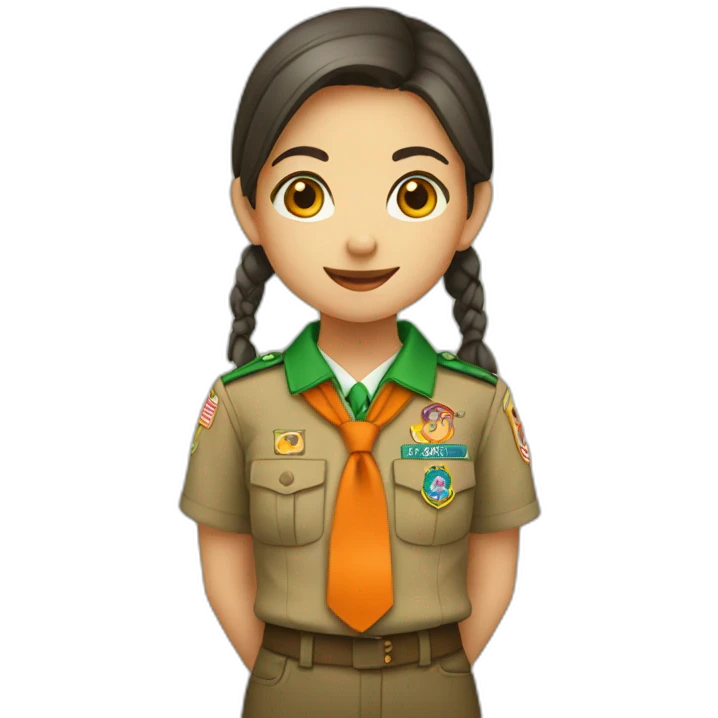 Girl_in_scout_tie_orange_green emoji