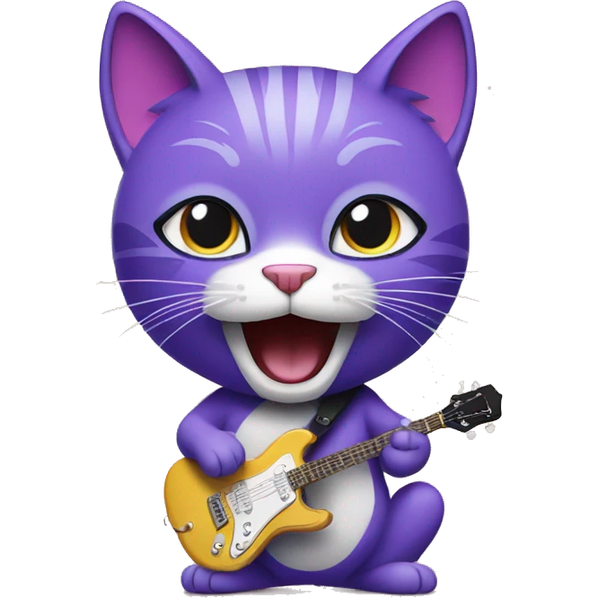 purple cat singing, cat in Elvis presley costume emoji