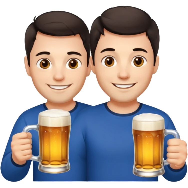 nordic man with short dark hair sitting and holding two mugs of beer emoji