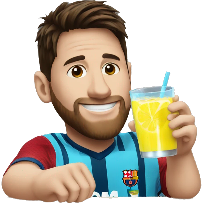 messi drinking  lemonade emoji