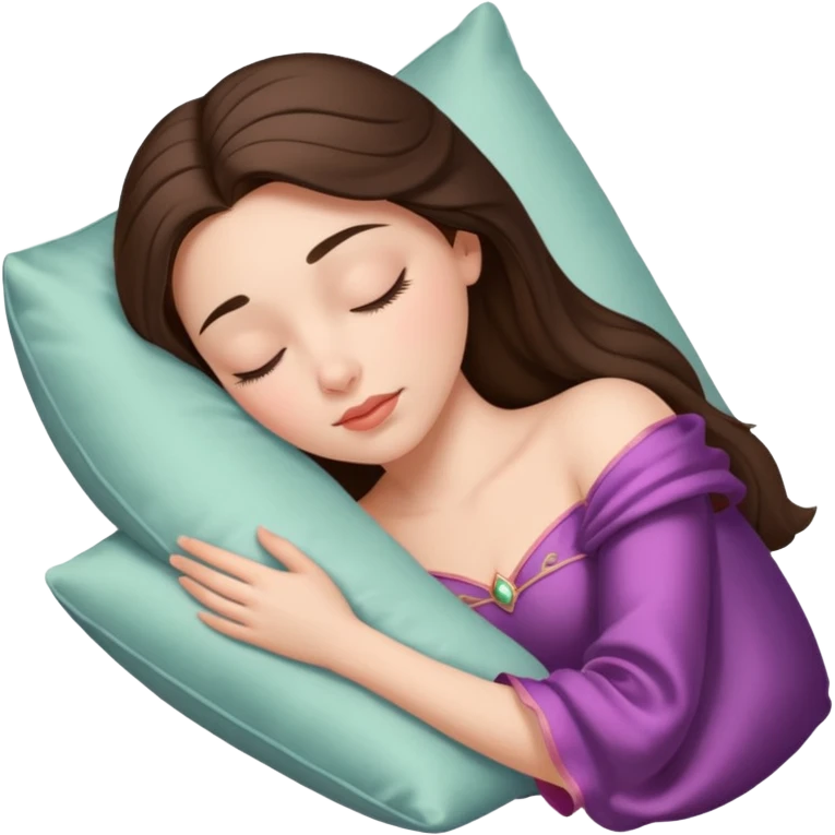 sleeping beauty brunette white girl with a silk pillow emoji