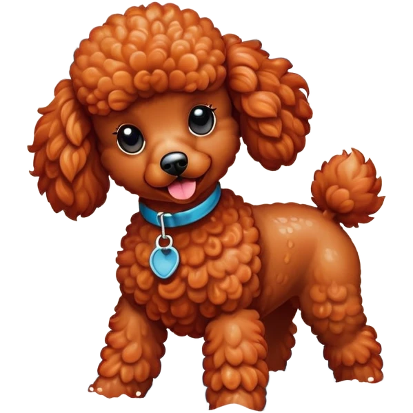 Red poodle on beach emoji