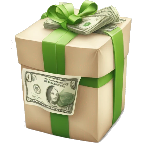 a gift with money inside emoji