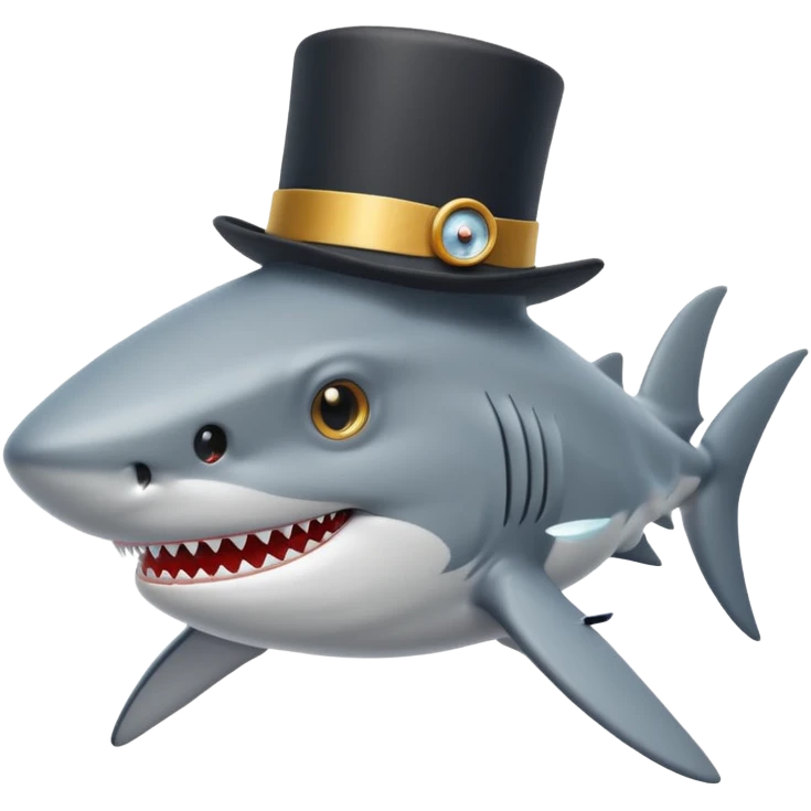 Shark with a top hat emoji