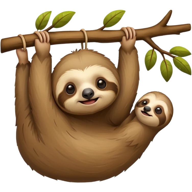 lazy sloth emoji, hanging from a branch emoji