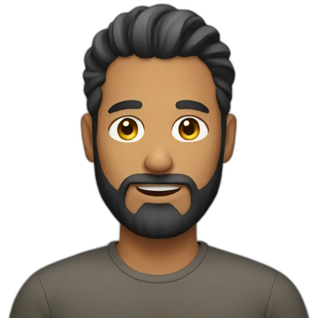 man with bun and beard emoji