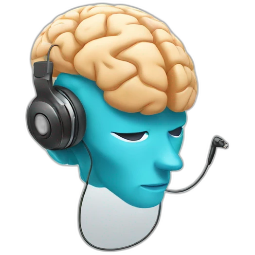 brain with earphones emoji